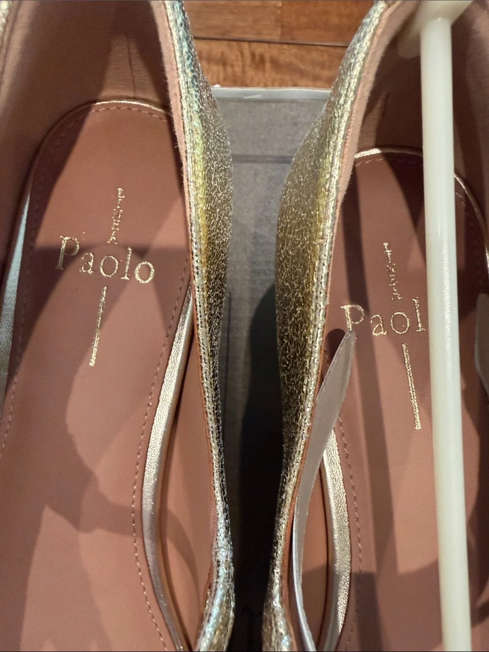 Paolo Metallic Gold T-Strap Square-Toe Flats